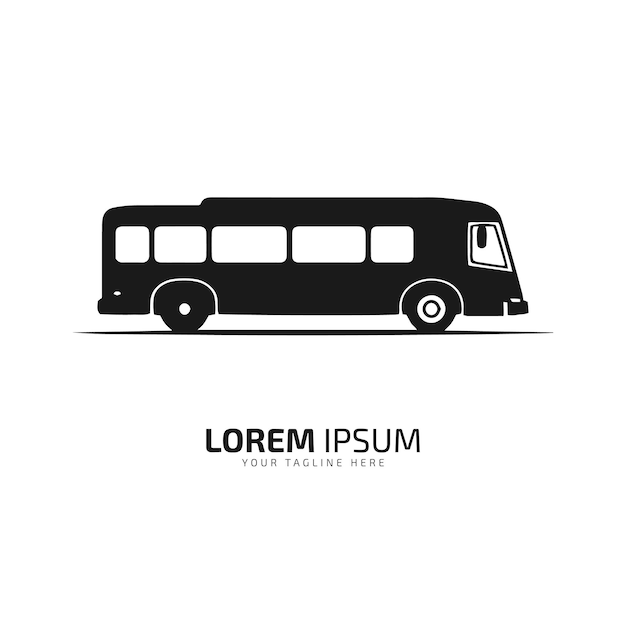 Un logotipo de icona de autobús silueta vectorial de furgoneta abstracta en fondo blanco