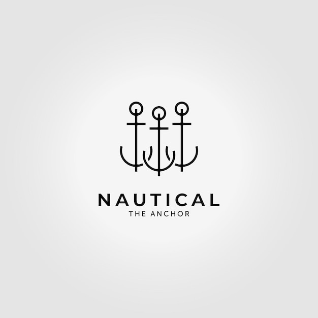 Vector logotipo de icono de ancla náutica minimalista diseño de ilustración vectorial de arte de línea vintage