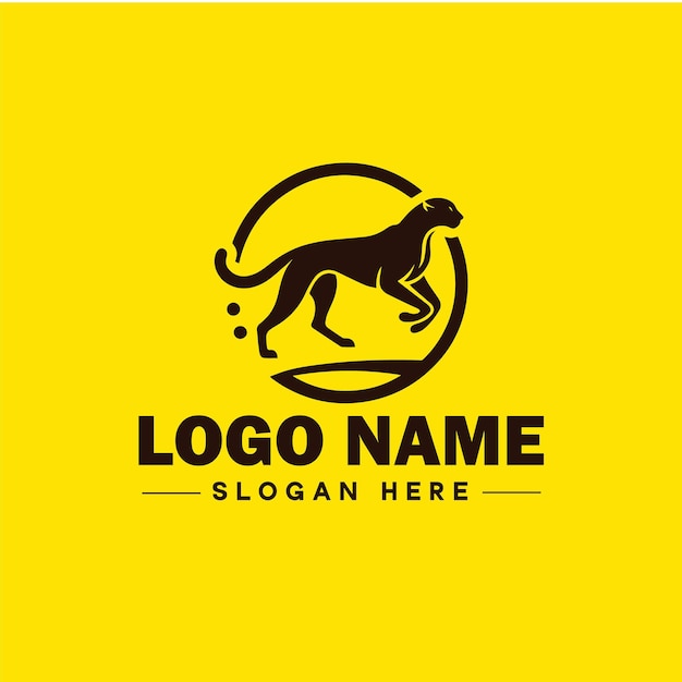 El logotipo y el icono del animal guepardo son planos, limpios, modernos, minimalistas, de negocios y diseño de logotipos de marcas de lujo.