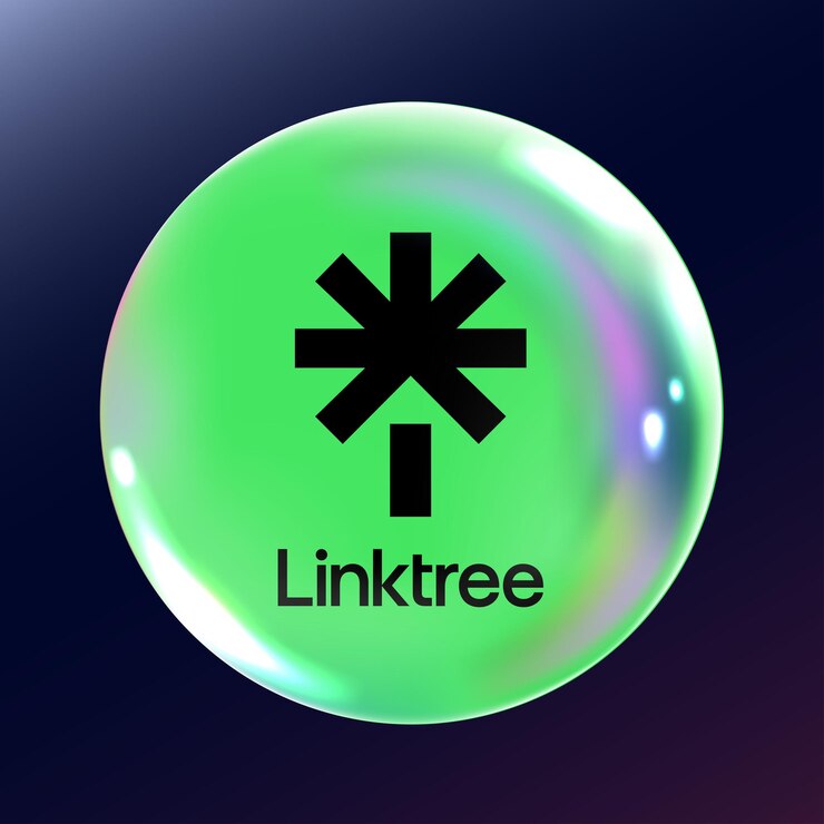 El logotipo del icono de la aplicación Linktree brillante con un brillo de luz suave