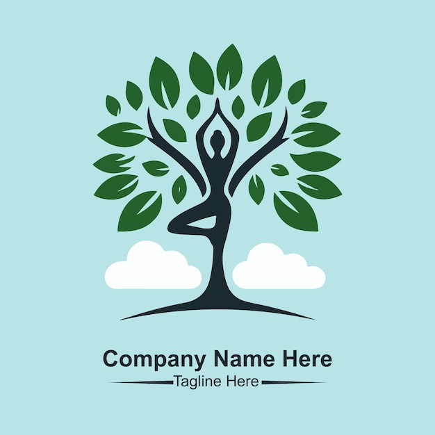 El logotipo y el icono del árbol de yoga