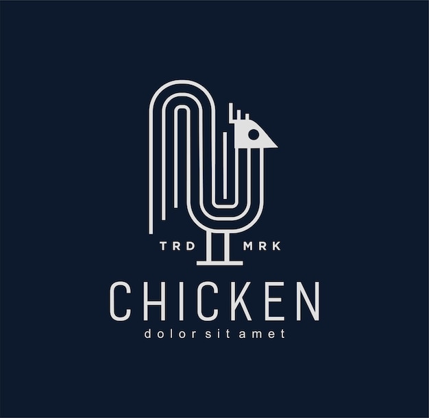 Un logotipo de icono de arte de línea de mínimo pollo, gallina, gallo, gallo vector de stock