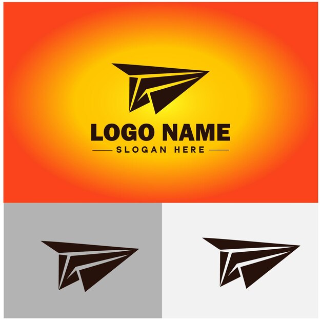 Vector el logotipo del icono del avión de papel, la aerolínea, el avión, la silueta de la aplicación de aviación, el logotipo vectorial