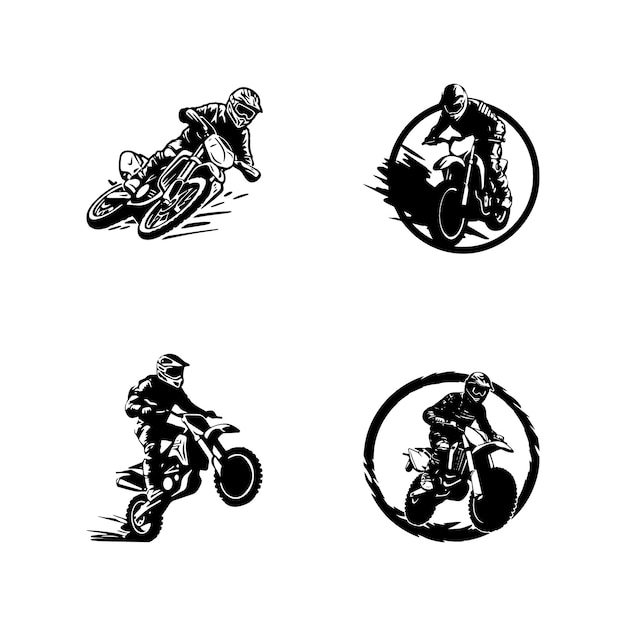 El logotipo de un icono de bicicleta de barro diseño de silueta en fondo blanco