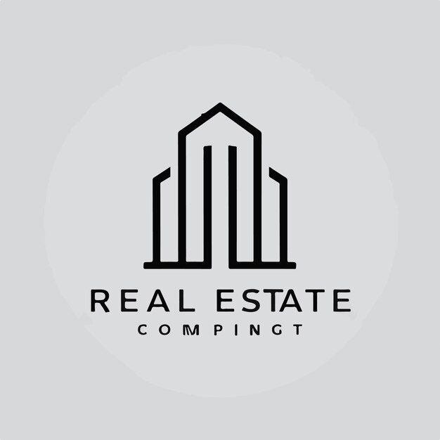 Logotipo de icono de bienes raíces mínimo en fondo blanco