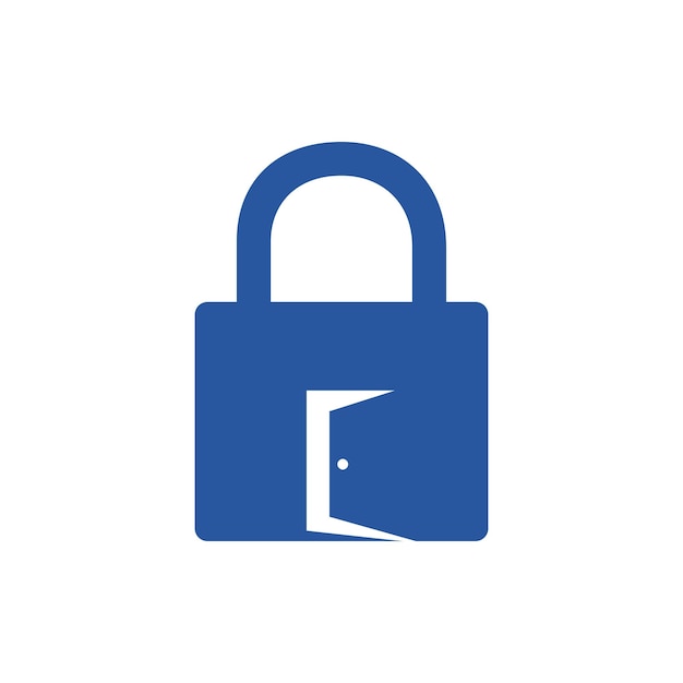Logotipo del icono del candado y de la puerta de entrada