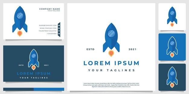 Logotipo de icono de cohete con un estilo de diseño plano