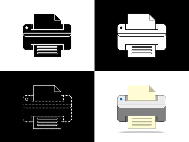 Vector logotipo de icono de diseño de ilustración de arte con símbolo de concepto de silueta de impresora
