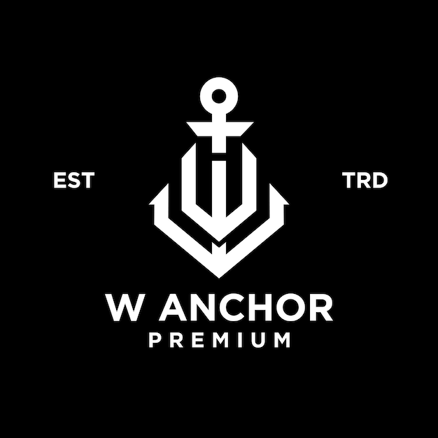 Logotipo de icono de diseño inicial de letra W Anchor