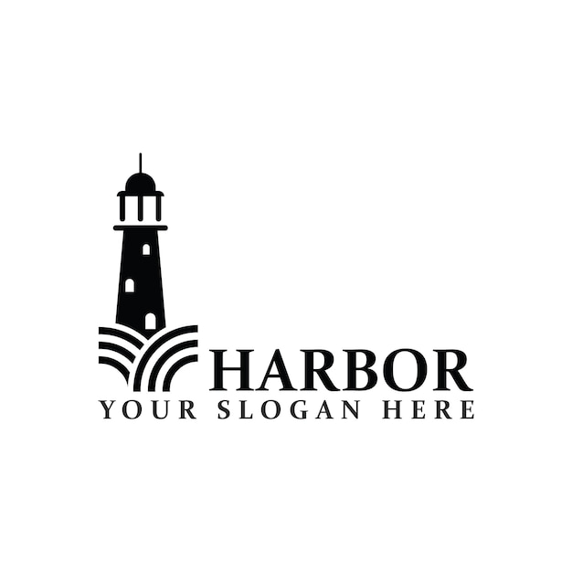 Logotipo de icono de faro y diseño de torre de baliza de ilustración vectorial