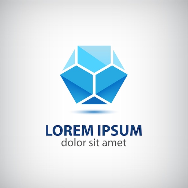 Vector logotipo de icono geométrico azul cristal abstracto vectorial para su empresa