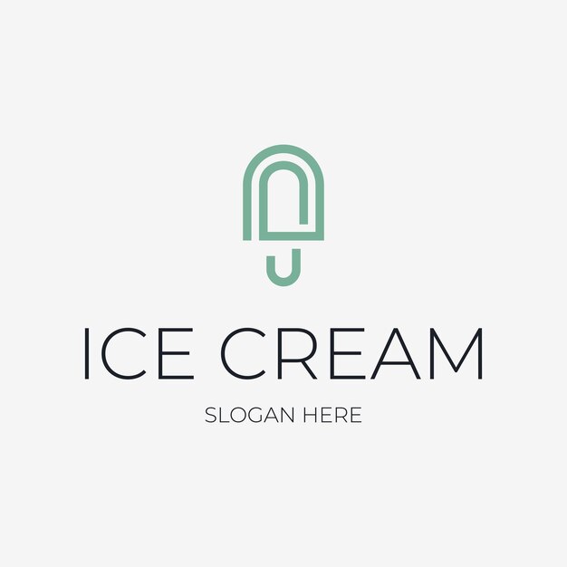 logotipo de icono de helado simple con monoline