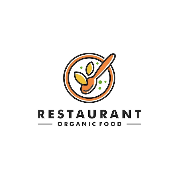 Logotipo de icono de hoja de diseño de logotipo de comida orgánica de restaurante