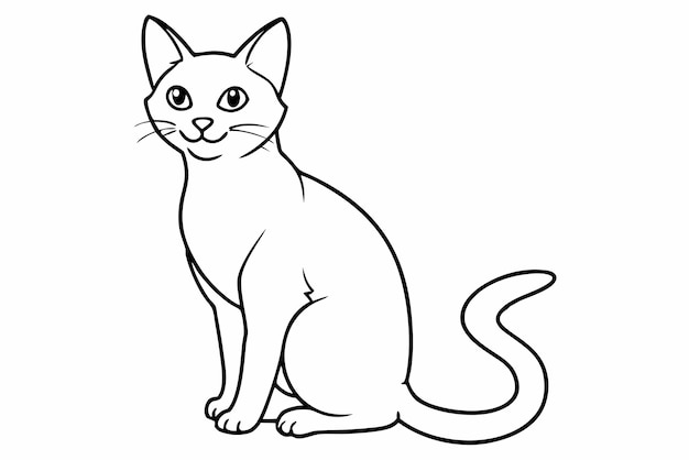 El logotipo del icono de la ilustración de la línea vectorial del gato