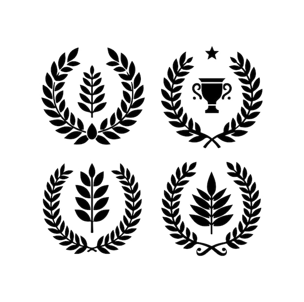 El logotipo del icono de la ilustración del signo de laurel mínimo