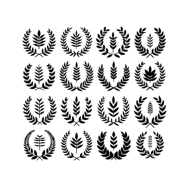 El logotipo del icono de la ilustración del signo de laurel mínimo