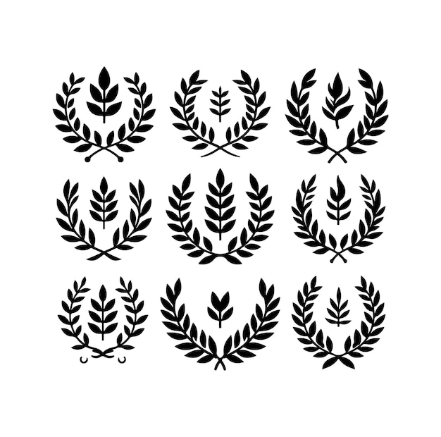 El logotipo del icono de la ilustración del signo de laurel mínimo
