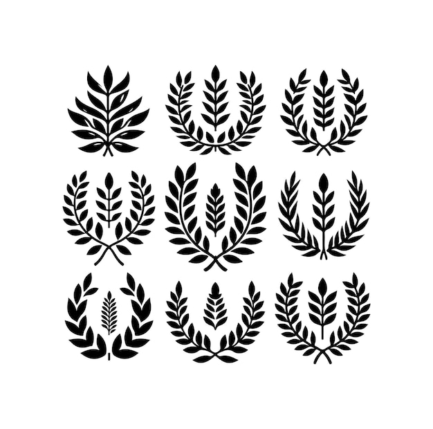 El logotipo del icono de la ilustración del signo de laurel mínimo