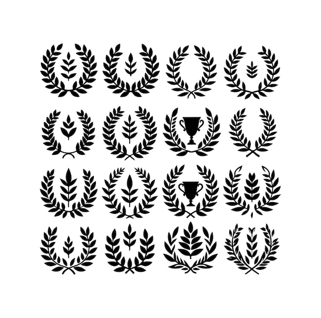 El logotipo del icono de la ilustración del signo de laurel mínimo