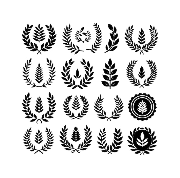 El logotipo del icono de la ilustración del signo de laurel mínimo