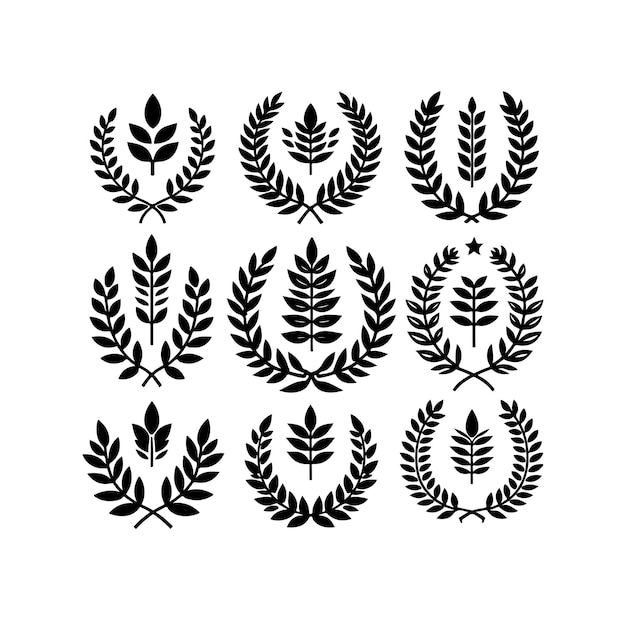 El logotipo del icono de la ilustración del signo de laurel mínimo
