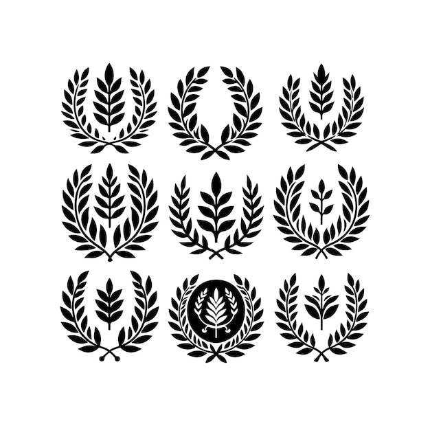 El logotipo del icono de la ilustración del signo de laurel mínimo
