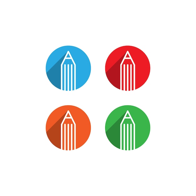 El logotipo del icono del lápiz de la escuela con variaciones de color