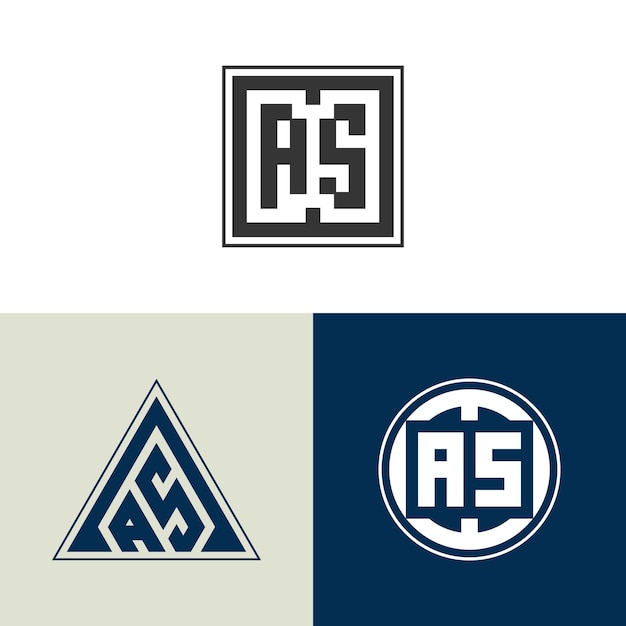 El logotipo del icono de la letra del alfabeto AS