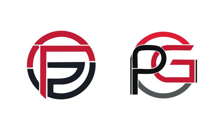 Vector el logotipo del icono de la letra del alfabeto pg