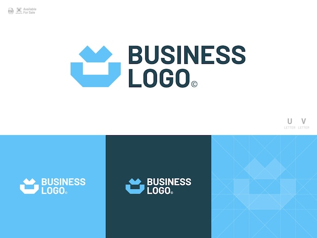 Logotipo de icono de letra del alfabeto UV UV VU