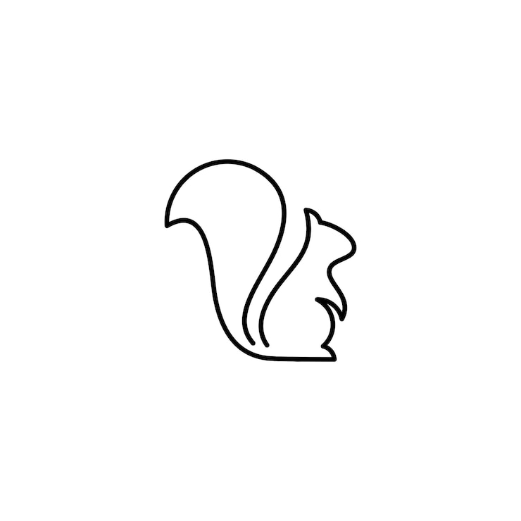 Vector logotipo de icono de línea de ardilla aislado sobre fondo blanco