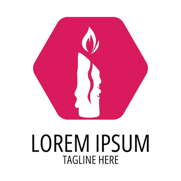 Logotipo de icono de luz de velas románticas