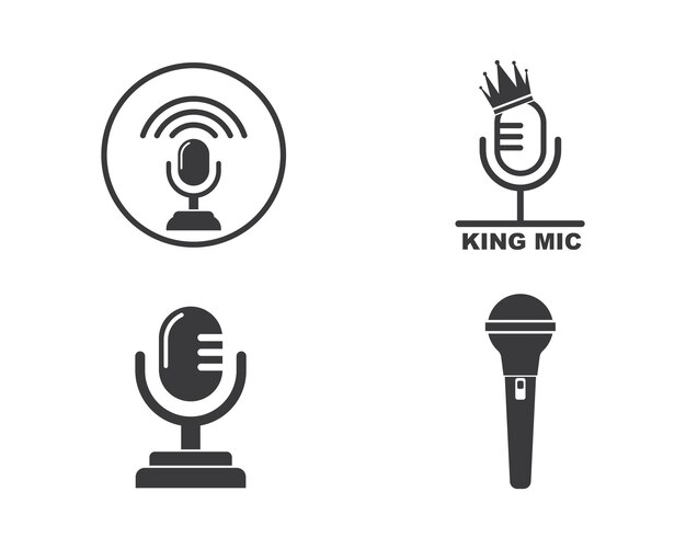 Logotipo de icono de micrófono de karaoke y diseño de ilustración vectorial musical