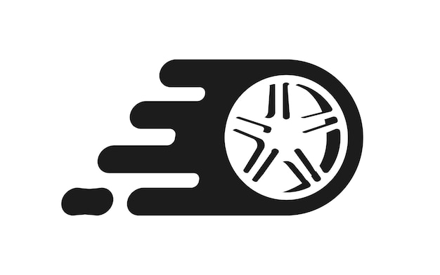 Logotipo de icono de neumático rápido o rueda de neumático de velocidad para ilustración de diseño de forma de logotipo de tienda de automóviles aislado