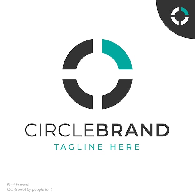 Logotipo de icono O inicial de ruta de círculo simple