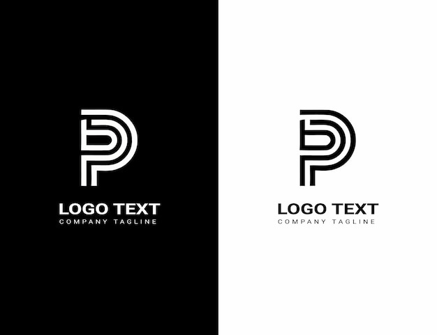Logotipo de icono p abstracto y mínimo