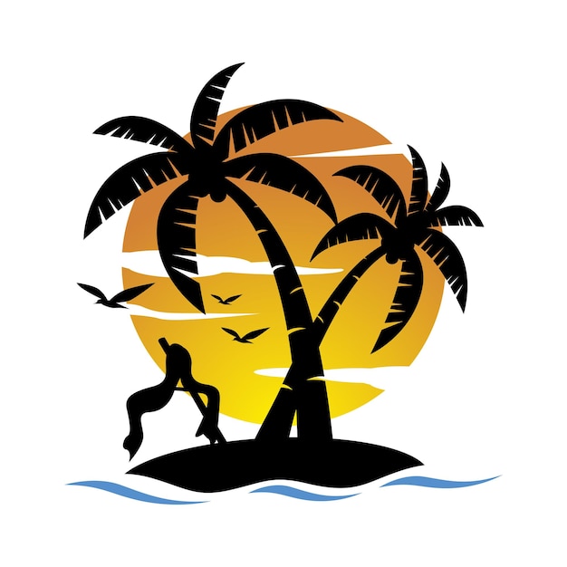 Logotipo de icono de playa