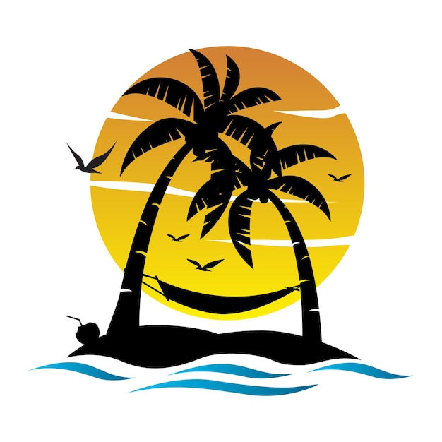 Vector logotipo de icono de playa