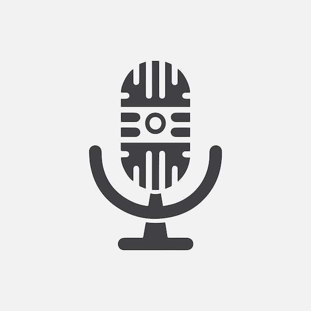 El logotipo del icono del podcast El micrófono en fondo blanco El logotipo del grabador de voz Los vectores del logotipo de Podcast Business
