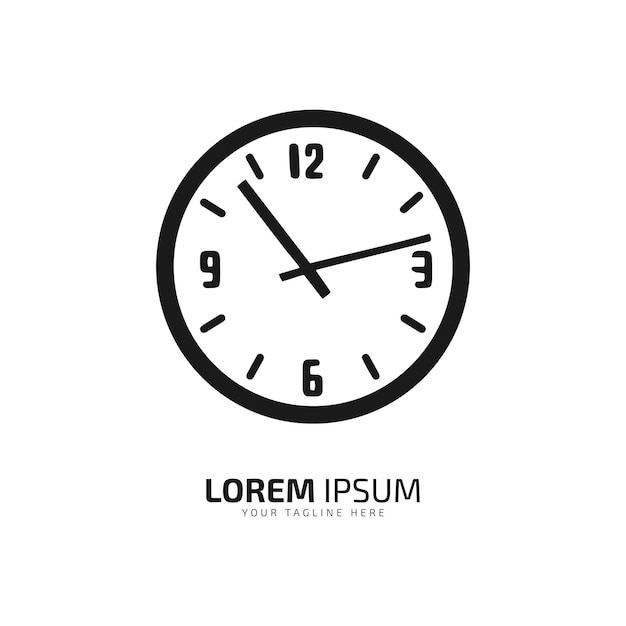 Un logotipo de icono de reloj oscuro silueta de vector de reloj abstracto en fondo blanco