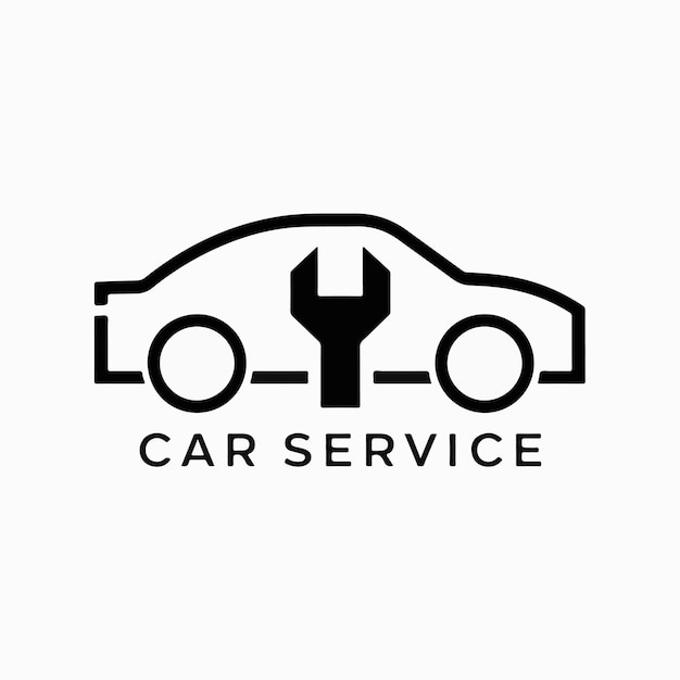 El logotipo del icono de servicio de automóviles mínimo en fondo blanco