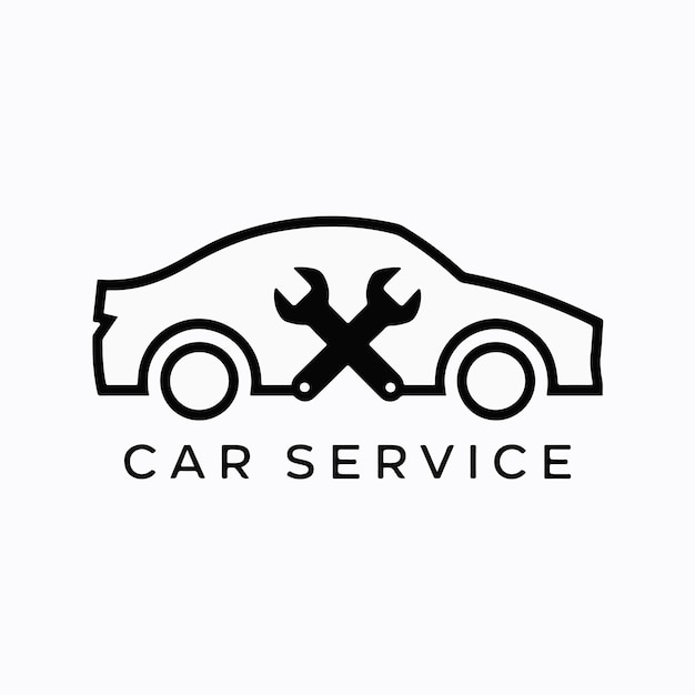 El logotipo del icono de servicio de automóviles mínimo en fondo blanco