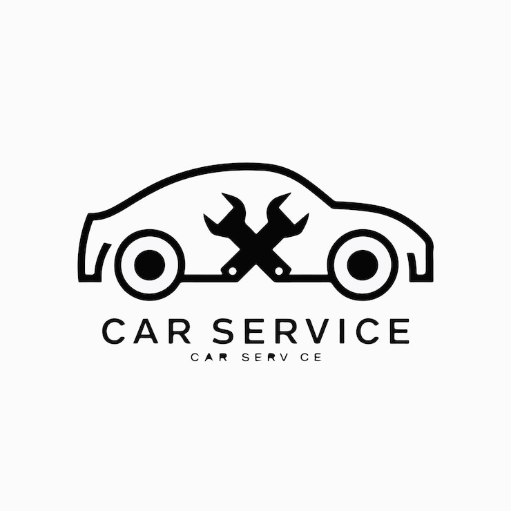 Vector el logotipo del icono de servicio de automóviles mínimo en fondo blanco
