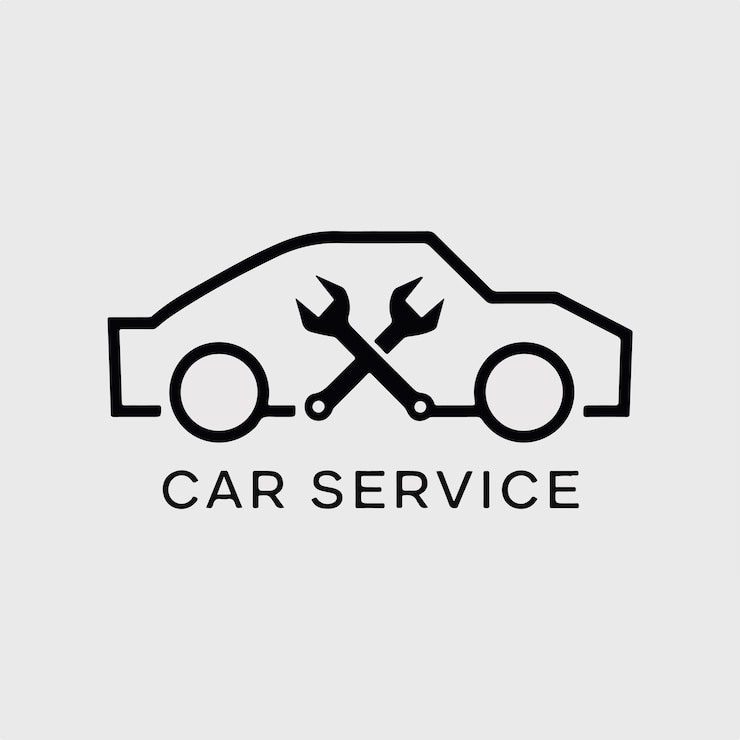 Vector el logotipo del icono de servicio de automóviles mínimo en fondo blanco