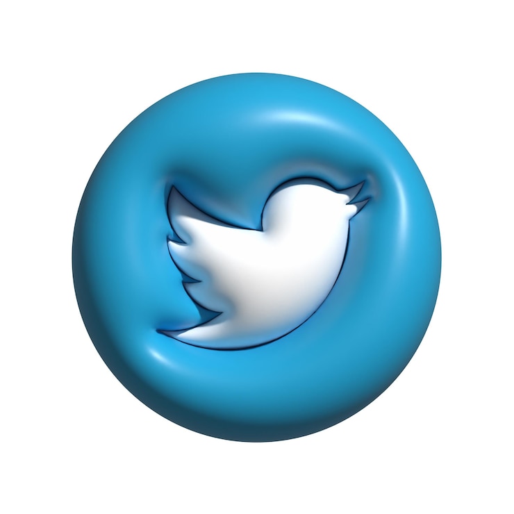 Vector logotipo de icono de twitter inflado 3d aislado
