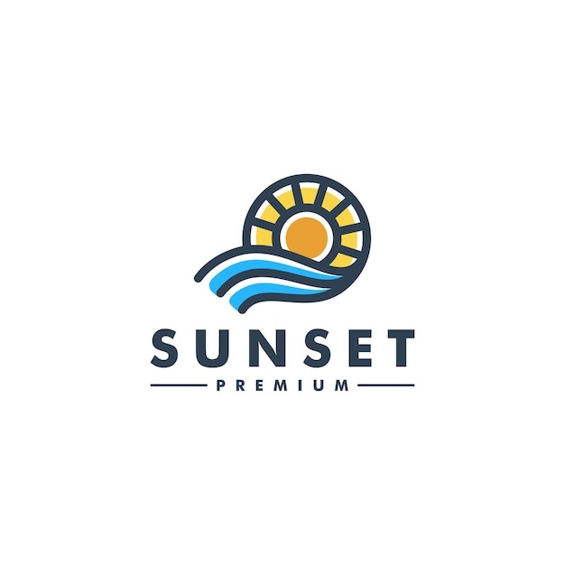 Logotipo del icono del vector de la plantilla del logotipo de la puesta del sol del sol