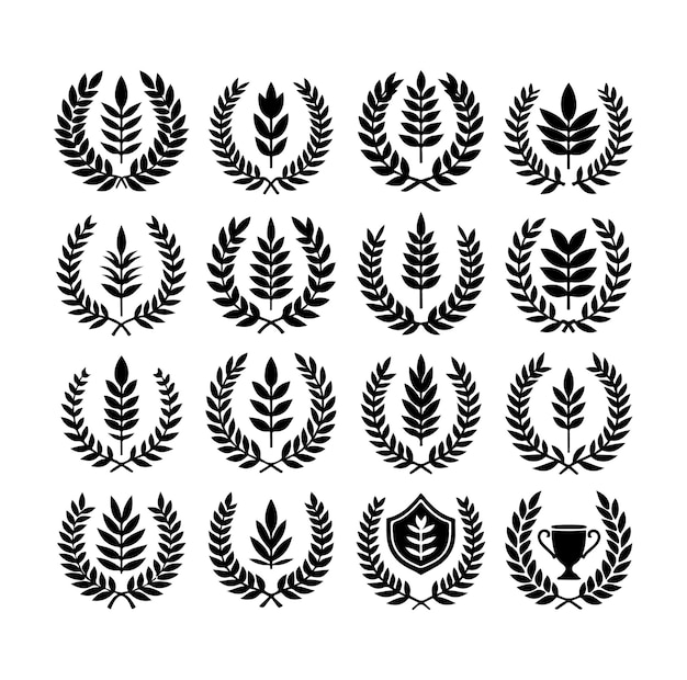El logotipo del icono del vector del signo de laurel mínimo