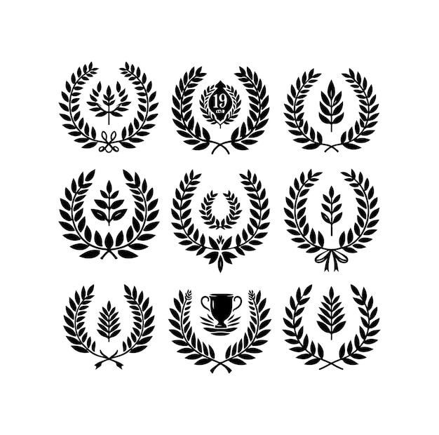 El logotipo del icono del vector del signo de laurel mínimo