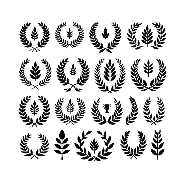 El logotipo del icono del vector del signo de laurel mínimo