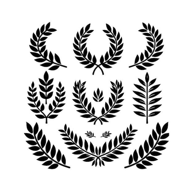 El logotipo del icono del vector del signo de laurel mínimo